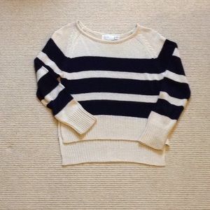 Navy and beige striped sweater
